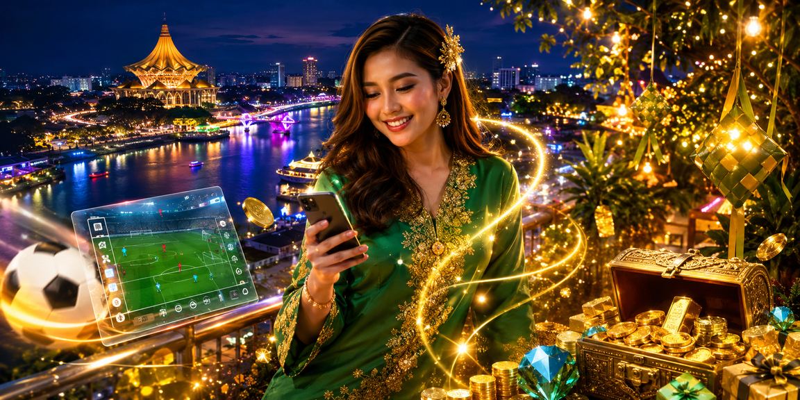 Suasana permainan kasino mudah alih semasa perayaan Hari Raya di Kuching