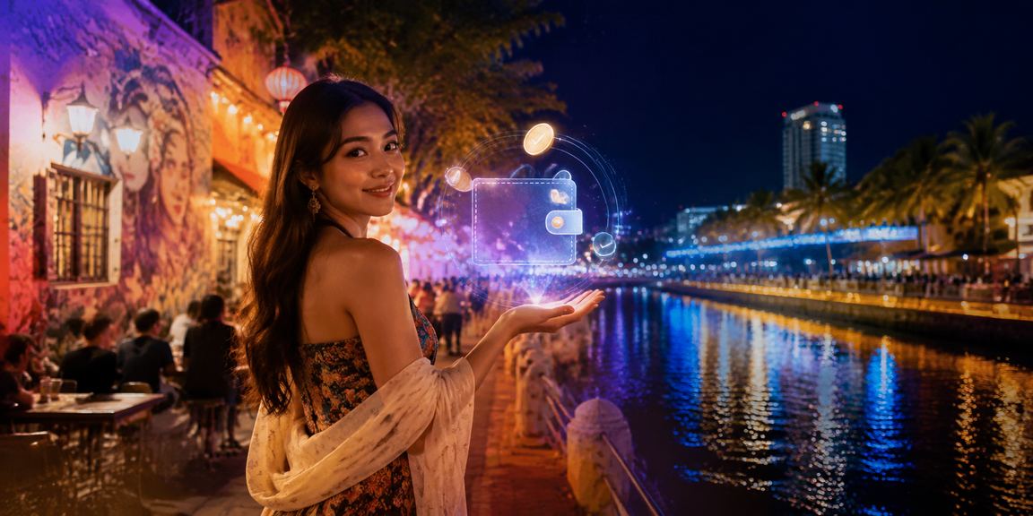 Pemain menggunakan aplikasi mudah alih fachai di Pulau Pinang Malaysia